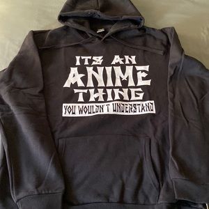 Black anime fan hoodie.